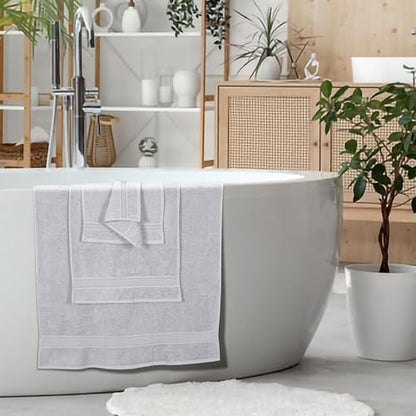 Belizzi Home Ultra Soft 6 Pack Cotton Towel Set, Contains 2 Bath Towels 28x55 inch, 2 Hand Towels 16x24 inch & 2 Wash Coths 12x12 inch, Ideal for Everyday use, Compact & Lightweight - Light Grey