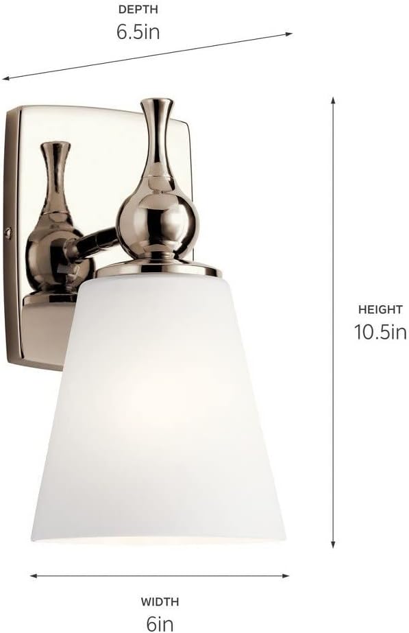 Kichler, Cosabella 6 Inch 1 Light Wall Sconce with Satin Etched Cased Opal Shade in Champagne Bronze, 55090