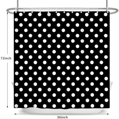 Polka Dots Shower Curtain, Black White Waterproof Fabric Shower Curtain for Bathroom with Modern Abstract Geometric Circle Bath Curtain Decor with Hooks, Machine Washable, 36''Wx72''L