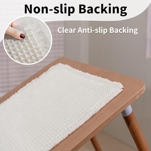 White Bathroom Rugs, Waffle Bath Mat Non Slip Washable, 20" x 32"