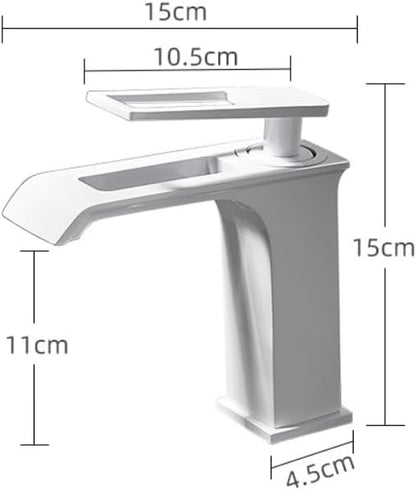 Copper Bathroom Faucet White Minimalist Undercounter Basin Sink Hot and Cold Water (Gun Gray A)