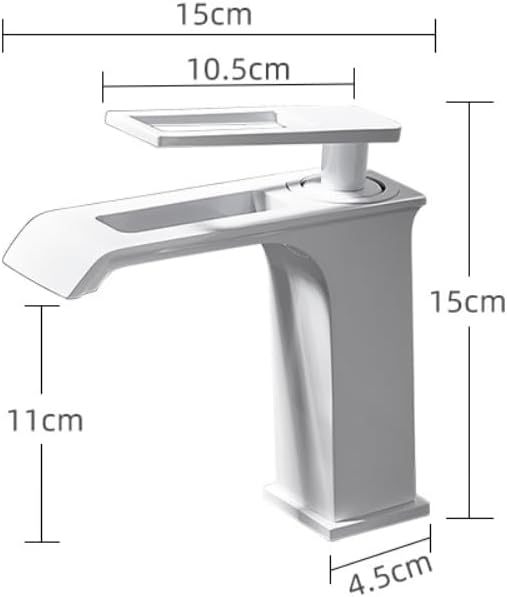 Copper Bathroom Faucet White Minimalist Undercounter Basin Sink Hot and Cold Water (White A)