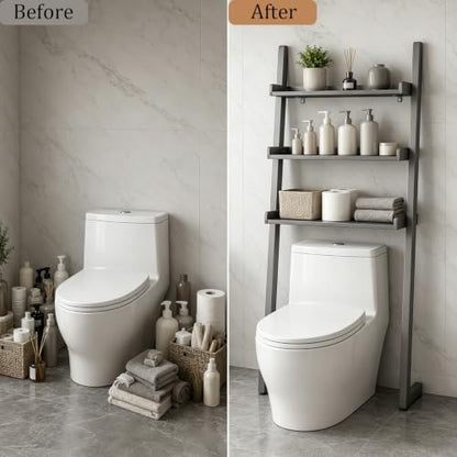 3-Tier Bathroom Over Toilet Storage for Small Space (Grey)