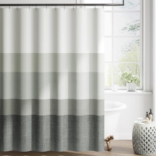 jinchan Ombre Cloudy Grey Shower Curtain for Bathroom 70x72 Inch 12 Hooks