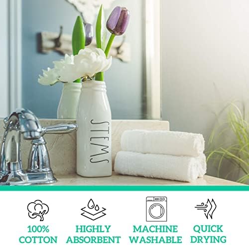 GREEN LIFESTYLE Washcloths 12" x 12" 40 Pack - 100% Cotton Wash Cloths, Soft Absorbent Face Towels, Bulk Washcloths for Body, Bathroom, Shower and Daily Use (White)