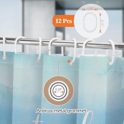 Aimego Get Naked Shower Curtain Gradual Tie Dye Blue Ombre Funny Art Font Theme Shower Curtain Set with 12 Hooks for Bathroom Decor Accessories Bathtub Curtain, 72"x72"
