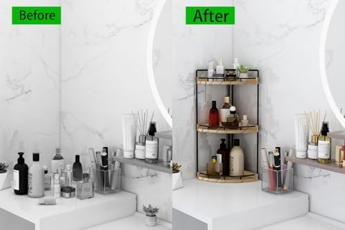 Dorhors Corner Bathroom Organizer Countertop,Vanity Counter Storage Shelf