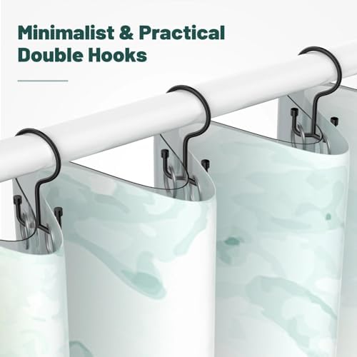 Goowin Shower Curtain Hooks, Shower Curtain Rings, Durable Rust Proof Black Shower Curtain Hooks, Shower Rings for Curtain, Double Glide Shower Hooks for Shower Curtain, Black, 12 Pack-Cylinders