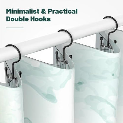 Goowin Shower Curtain Hooks, Shower Curtain Rings, Durable Black Shower Curtain Hooks Rust Proof, Shower Rings for Curtain, Double Glide Shower Hooks for Shower Curtain, Black, 24 Pack-Cylinders