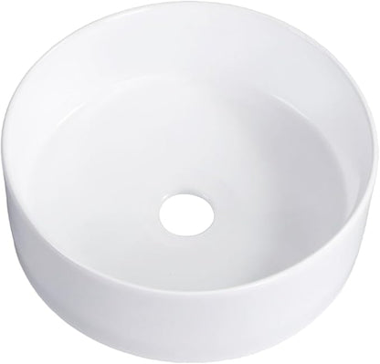 Bathroom Sink 12 Inch Round Vessel Sink Above Counter Porcelain Ceramic Small Sink Bowl Ceramic Vessel Sinks for Bathrooms Ideal for Small Space (12.2"x12.2"x4.3")