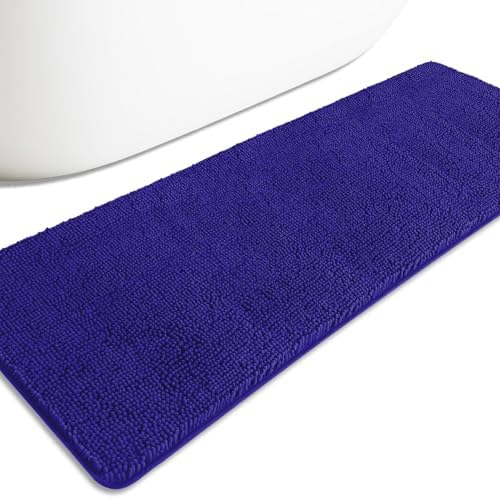 Bathroom Runner Rug 24 x 72 Non Slip – Extra Long Bath Mat | Absorbent and Washable Thick Chenille Runner Rug for Bathroom, Shower, Tub, Sink(Royal Blue)