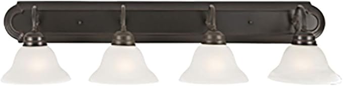 Design House 517714 Millbridge Vanity Light Dimmable with Frosted Glass for Above Bathroom Mirror, Oil Rubbed Bronze, 4-Light