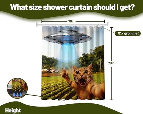 Extra Tall Shower Curtain XL Fun Cat Men, 70 x 78 Inchs