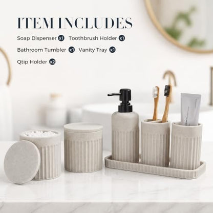 INIUNIK Bathroom Accessory Set, 6 Pieces, Beige