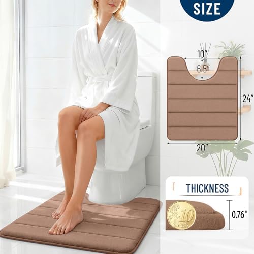 OLANLY Memory Foam Toilet Rugs U Shaped 24x20, Super Soft and Absorbent