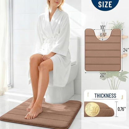 OLANLY Memory Foam Toilet Rugs U Shaped 24x20, Super Soft and Absorbent