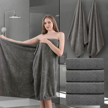 Ycosy Extra Large Bath Towels Set 35x70 Inches - Luxury 600 GSM Oversized Bath Sheet Towel,Ultra Soft Microfiber - Quick Dry,Highly Absorbent Shower Towels Spa Hotel Bathroom Towel Set (4-Pack,Brown)