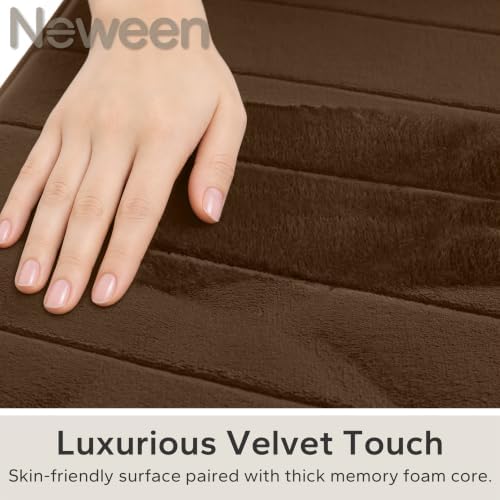 Neween Bathroom Rugs Set 2 Piece, Absorbent Memory Foam Bath Mat, Brown