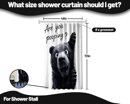 Small Stall Shower Curtain Rv Funny Black Bear, 48 x 72 Inchs