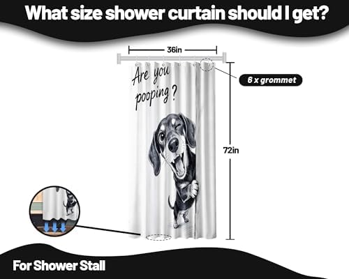Small Stall Shower Curtain Rv Cute Dog, 36 x 72 Inchs