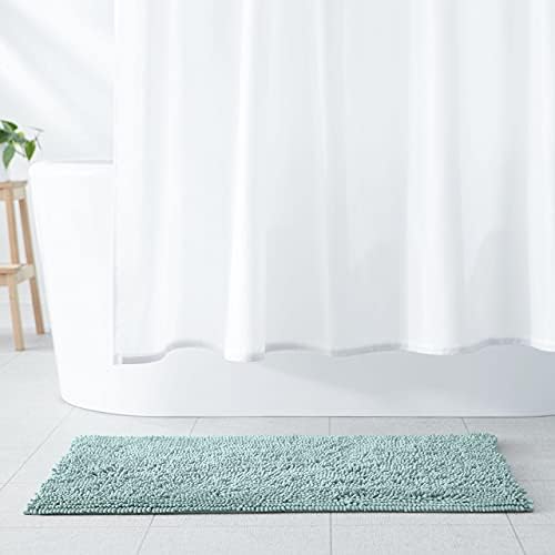 Amazon Basics Bathroom Rugs, Extra Soft Absorbent Shag Bath Rugs, Non-Slip Backing, Quick Drying, Machine Washable, Plush Comfort for Bathroom Floor, Tub and Shower, 21" x 34", Seafoam Green