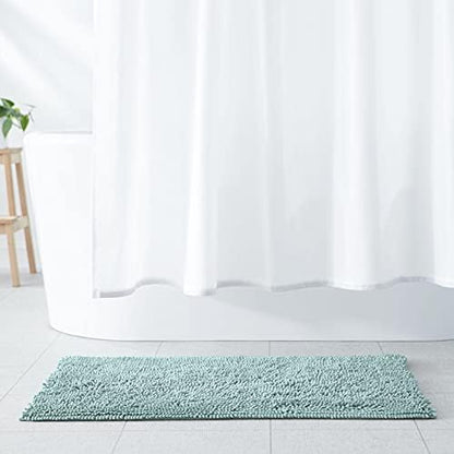 Amazon Basics Bathroom Rugs, Extra Soft Absorbent Shag Bath Rugs, Non-Slip Backing, Quick Drying, Machine Washable, Plush Comfort for Bathroom Floor, Tub and Shower, 21" x 34", Seafoam Green
