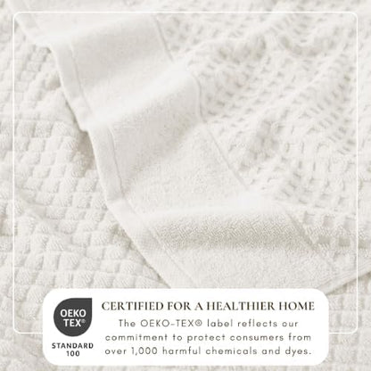 Great Bay Home Bath Towels - 100% Cotton 6 Piece Bath Sheet Set - Diamond Waffle Weave - Absorbent, Durable, Quick-Dry Towels for Bathroom (Ivory)
