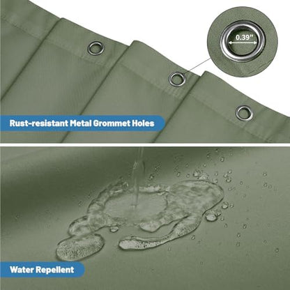 1 Pack Water-Repellent Fabric Shower Curtain Liner, 72x72 SageGreen