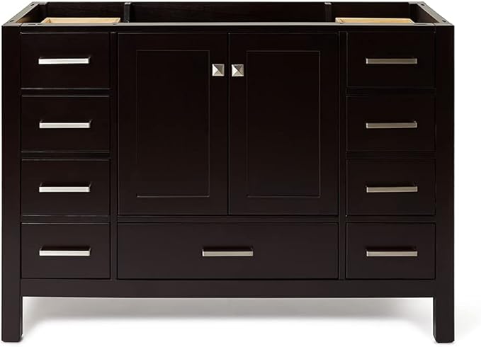 ARIEL Cambridge 48-inch Bathroom Vanity Base Cabinet,Solid Wood, 2 Soft Closing Doors, 9 Dovetail Drawers, Espresso