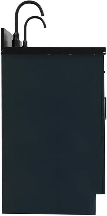 ARIEL Hepburn 72 Inch Double Rectangle Sink Bathroom Vanity with Nero Marquina Black Quartz Countertop 1.5 Inch in Midnight Blue