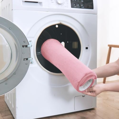 HUXMEYSON 3-Piece Memory Foam Bathroom Rug Set, Rose Pink