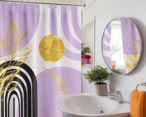 Light Purple Extra Long Shower Curtain, Tall 72X84 in, Mid Century