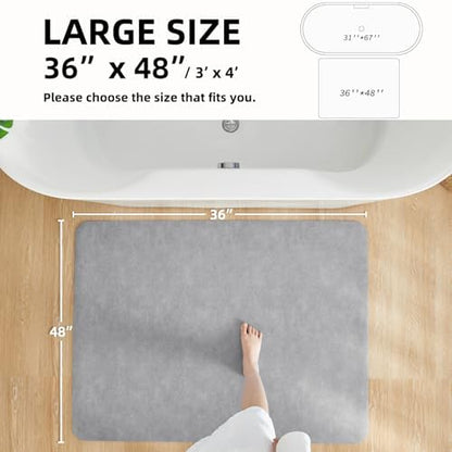 TYUU Thin Bath Mat, Large Bathroom Rugs Non Slip Washable, 36x48 Light Grey