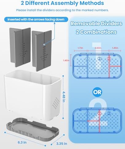 Toothbrush and Toothpaste Holders for Bathrooms Countertop - Detachable 5 Slots Kids Electric Toothbrush Holders Set Wall Mounted with Removable Dividers for Bathroom Decor and Accessories Organizer