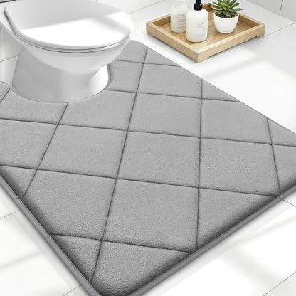 OLANLY Memory Foam Toilet Rugs U-Shaped 24x20, Ultra Soft and Absorbent