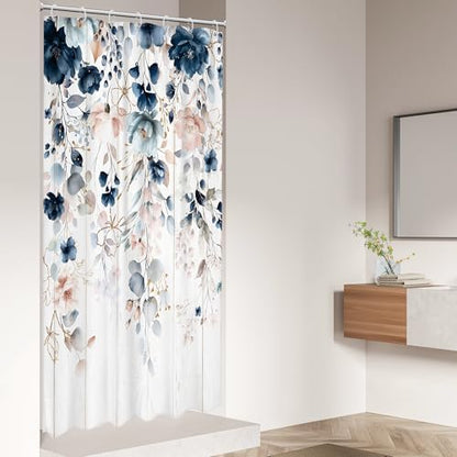 Small Stall Rustic Floral Boho Watercolor Bathroom Shower Curtain Set