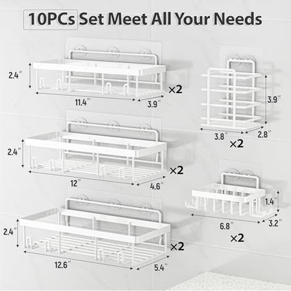 Liuoud 10 Pack Shower Caddy for Inside shower, White Bathroom Storage Decor