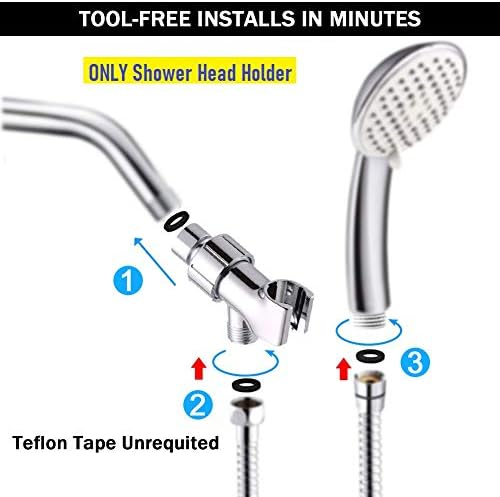 NearMoon Adjustable Shower Arm Mount- with Universal Wall Hook Bracket and Brass Pivot Ball, Shower Head Holder for Hand Held Showerheads (Chrome Finish)