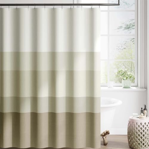 jinchan Extra Long Taupe Shower Curtain for Bathroom 70x84 inch 12 Hooks