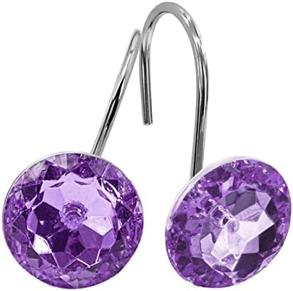 Purple Diamond Crystal Bling Shower Curtain Hooks Rings for Bathroom,24PCS