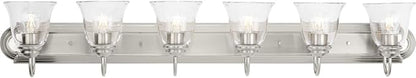Progress Lighting Clear Glass 48 in. 6-Light Brushed Nickel Transitional Vanity Light with Clear Glass for Bathroom