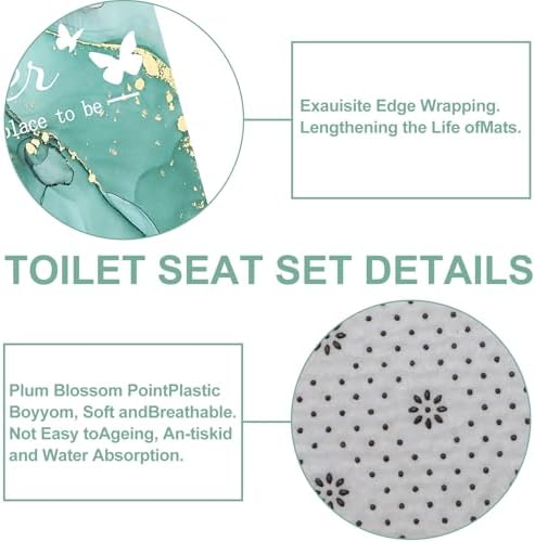 4Pcs Family Marble Shower Curtain Sets with Rugs