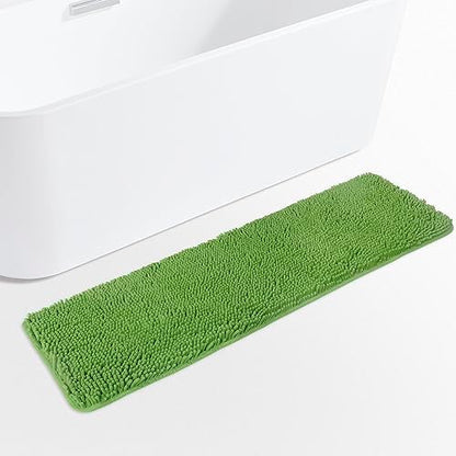 Yeaban Chenille Forest Green Bathroom Runner Rug 17"x47"