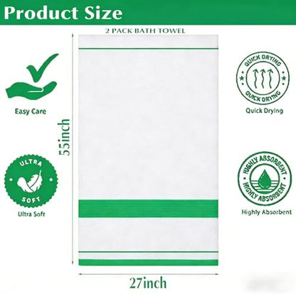 Microfiber Bath Towels 2-Pack | 27x54 Inches, Ultra Absorbent & Quick-Dry | Lightweight Travel Towels for Gym, Yoga, Sports & Spa | Fits Body & Hair | Lint-Free & Machine Washable t
