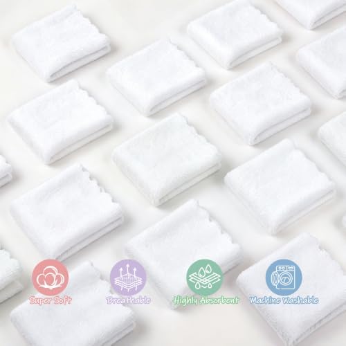 UNIMADE Baby Washcloths, 20 Pack Microfiber Coral Fleece Wash Cloths, Extra Absorbent Baby Towels for Newborns, Infants and Toddlers, Gentle on Sensitive Skin for Face and Body - 7" × 9", White