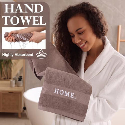 Hahafelt Decorative Bathroom Towel Set, Coffee Brown