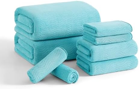 8 Piece Bath Towel Set |2 Oversized Large Bath Sheet,2 Hand Towels,4 Washcloths| Ultra Soft Cozy Bath Towel Set for Bathroom Hotel Gym Spa,Highly Absorbent & Quick Dry Bathroom Towel Collections,Teal