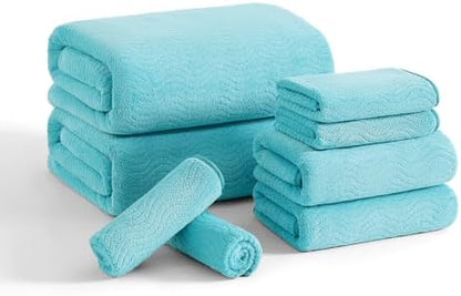 8 Piece Bath Towel Set |2 Oversized Large Bath Sheet,2 Hand Towels,4 Washcloths| Ultra Soft Cozy Bath Towel Set for Bathroom Hotel Gym Spa,Highly Absorbent & Quick Dry Bathroom Towel Collections,Teal