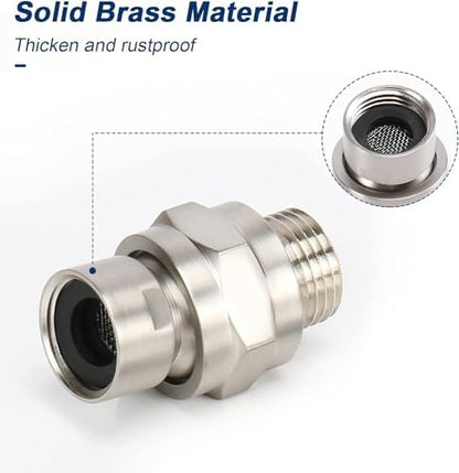 NearMoon Shower Head Swivel Ball Adapter - Solid Brass Shower Connector Ball Joint Adjustable Universal Shower Arm Extension Component (Brushed Nickel)
