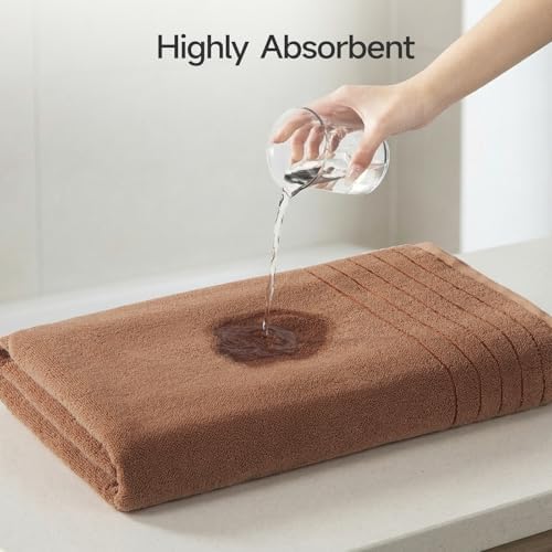 REDKISS 2 Pack Extra Large 35x70 Inch Cotton Bath Towels, Brown
